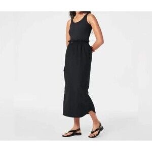 NWT Spanx Casual Fridays Cargo Maxi Dress Black Size XS $168 Extra Small UPF 50+
